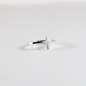 Sterling Silver Stack Cross Ring 6